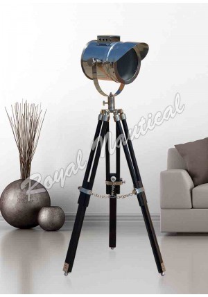 Mini Cap Black Wooden  Tripod Table Lamp