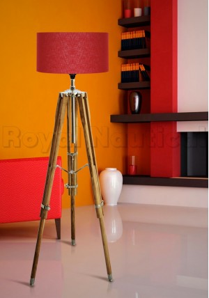 Hollywood Teak Wood Tripod Lamp