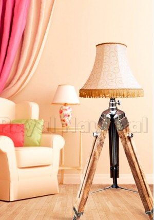 Mini Teak Wood Floor Lamp