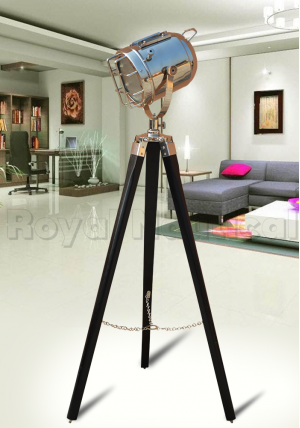 Nautical Black & Chrome Floor Lamp