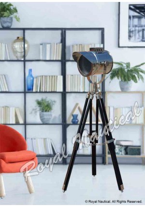 Nautical Black Cap Finish Table Spotlight With Black Tripod