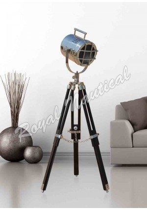 Nautical Chrome Finish Mini Lamp with Black Tripod Table Lamp